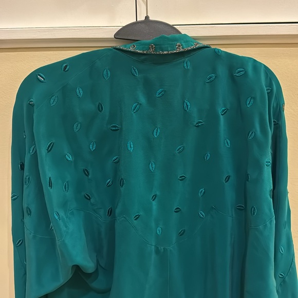 Vintage Teal beaded blouse - Picture 3 of 3